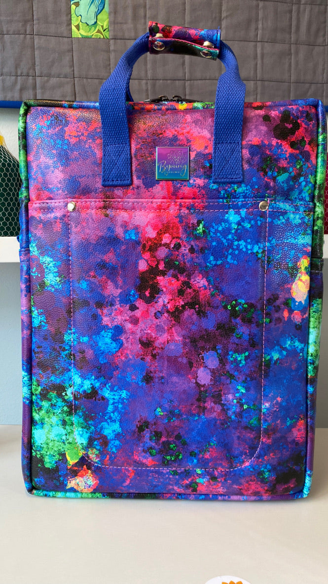Large vinyl print backpack