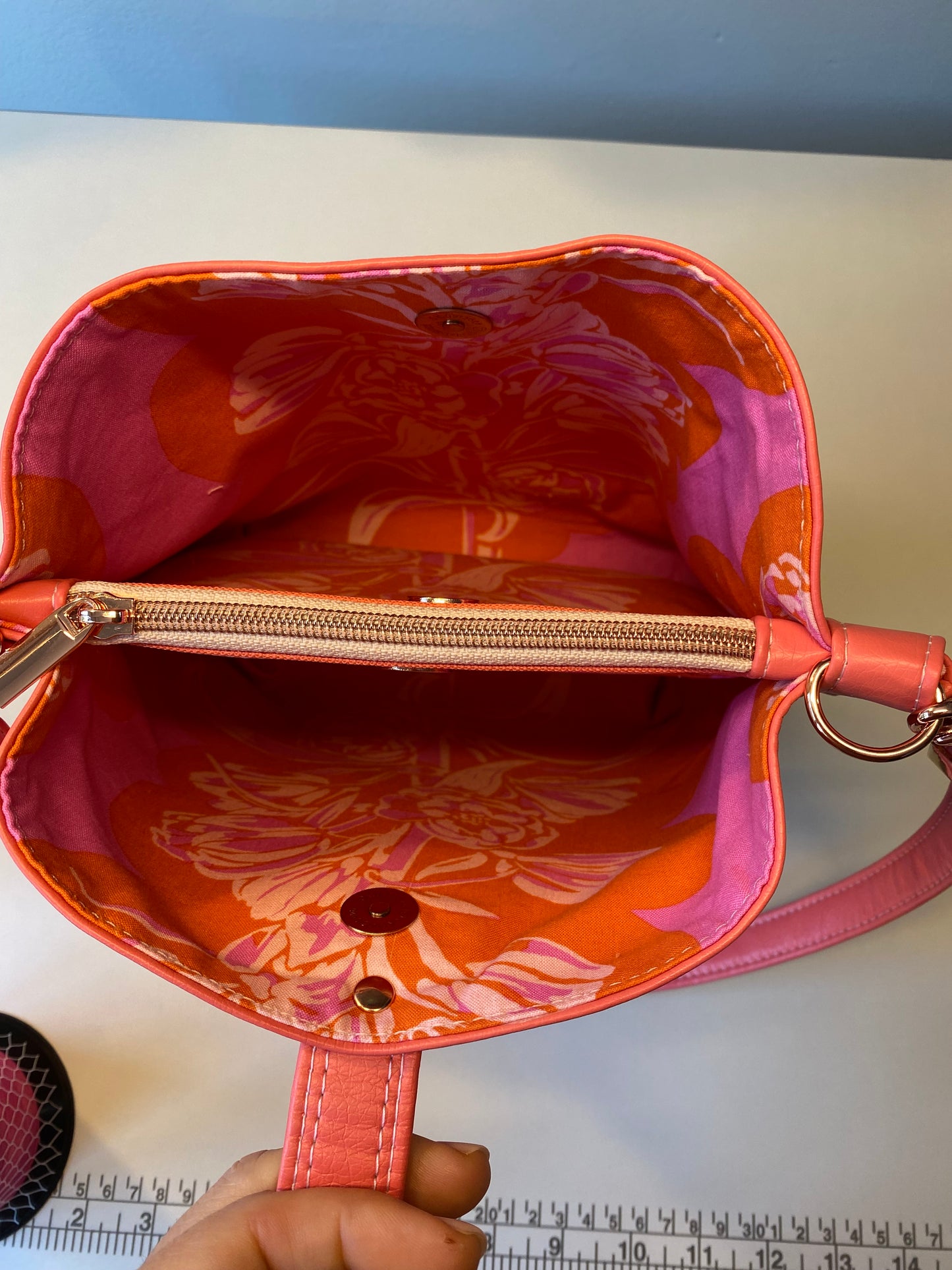 Luxe Coral vinyl handbag