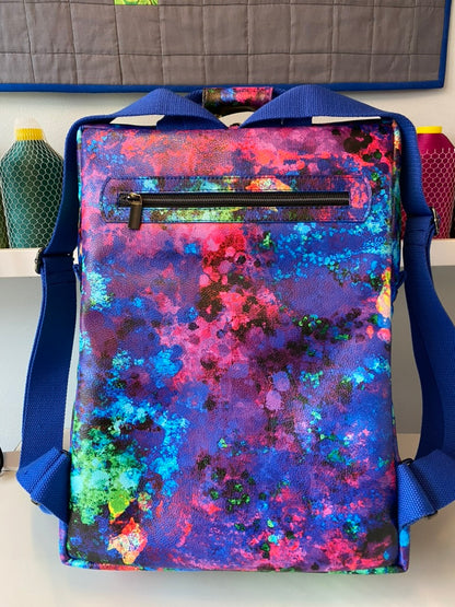 Large vinyl print backpack